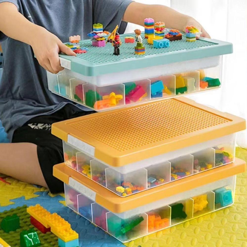 2 Layers Building Blocks Storage Box Removable Cover Particle Holder  for Kids