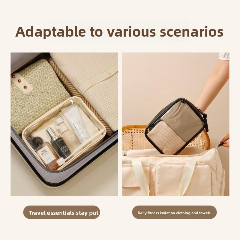 Portable Travel Toiletry Bag With Transparent Pvc Material And Large Capacity For Cosmetic Storage