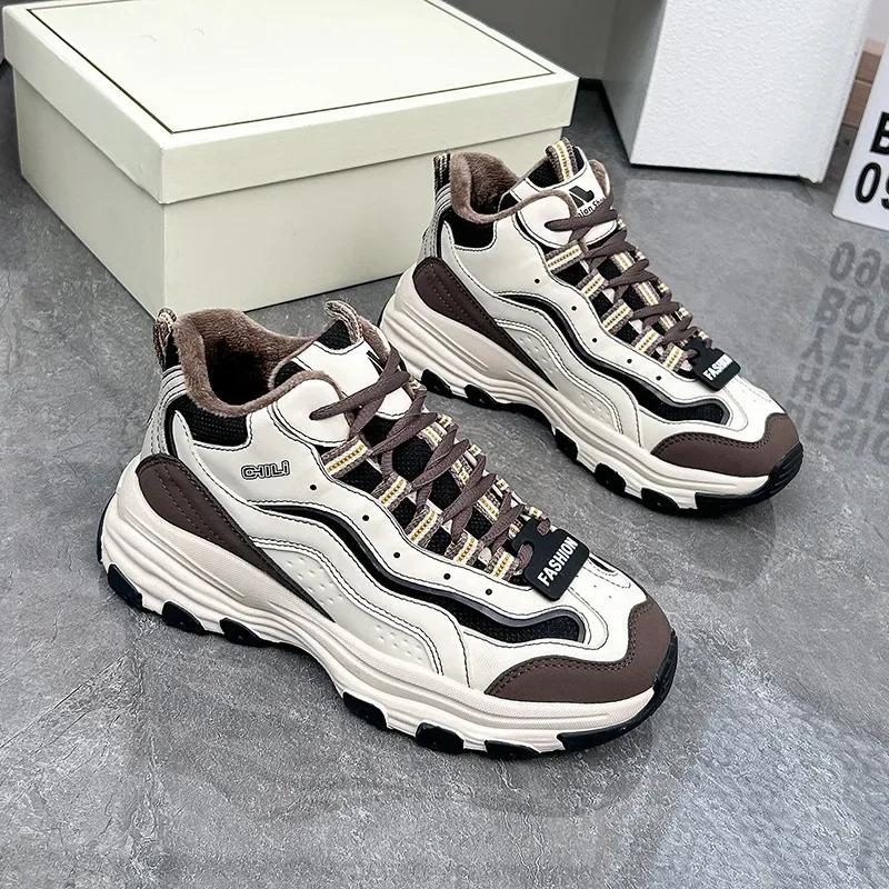 Fashion Lace-up Sports Platform Chunky Black Women's Snow Boots Shoes for Woman with Laces Sneakers Boot Female Anti Skid New Rock Y2k