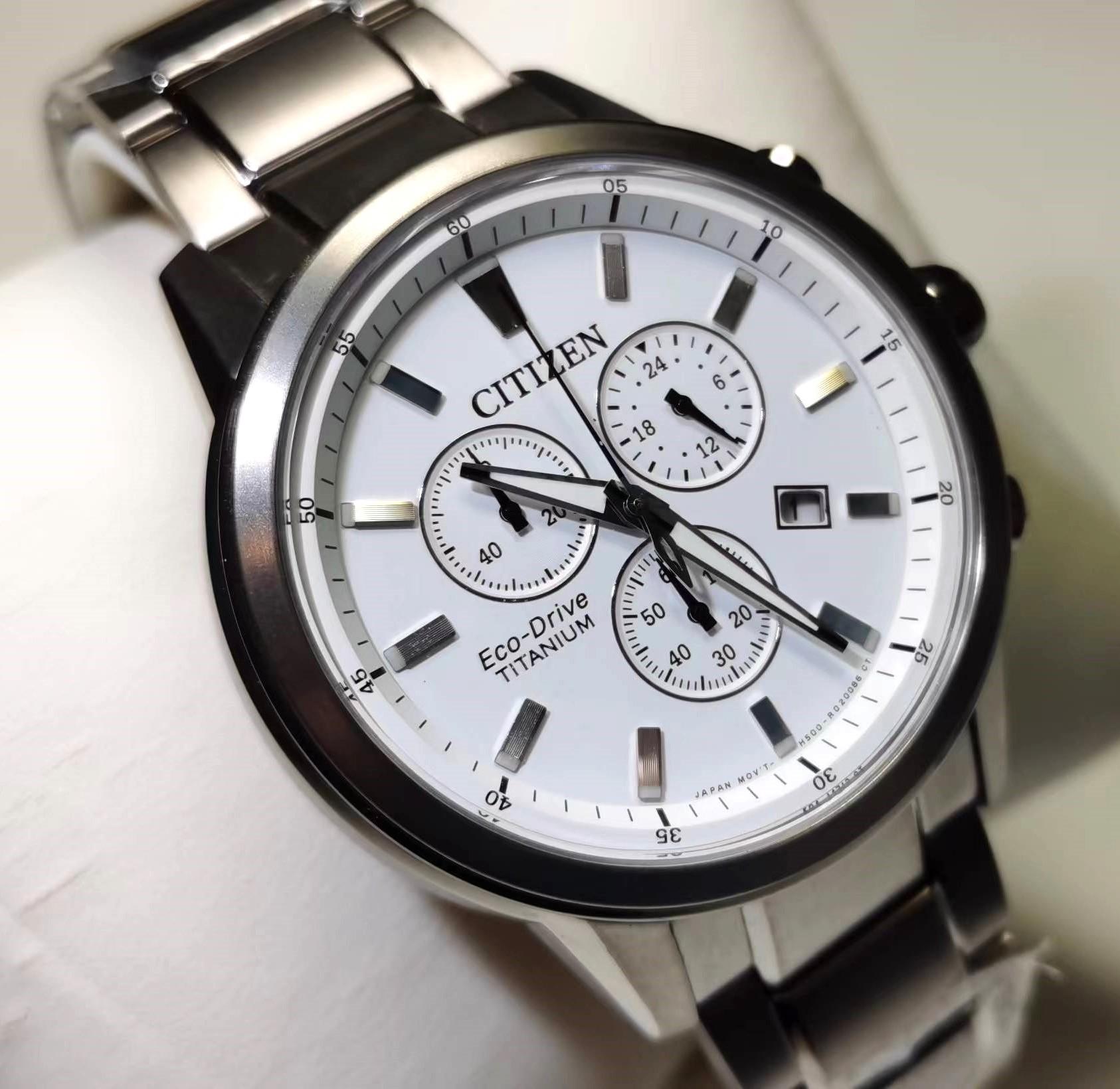 

Часы CITIZEN Eco-Drive Chronograph Sapphire Super Titanium AT2340-81A белый