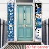 Merry Christmas Couplet Banner Snowman Birds Snowflakes Rustic 1 Pair Indoor Outdoor Decor