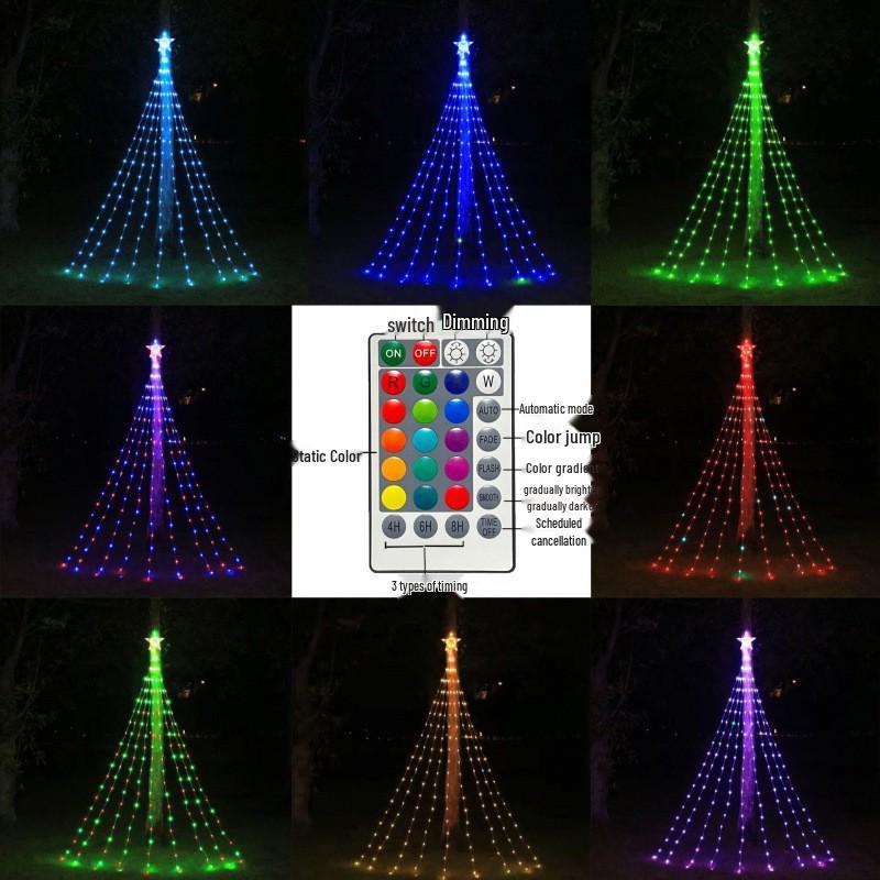Outdoor Waterproof Christmas Tree Fairy Lights - Leather String Waterfall & Courtyard Decor