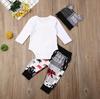 3PCS Neugeborenen Baby Junge Mädchen Winter Kleidung Romper Hosen Hut Weihnachten Outfits