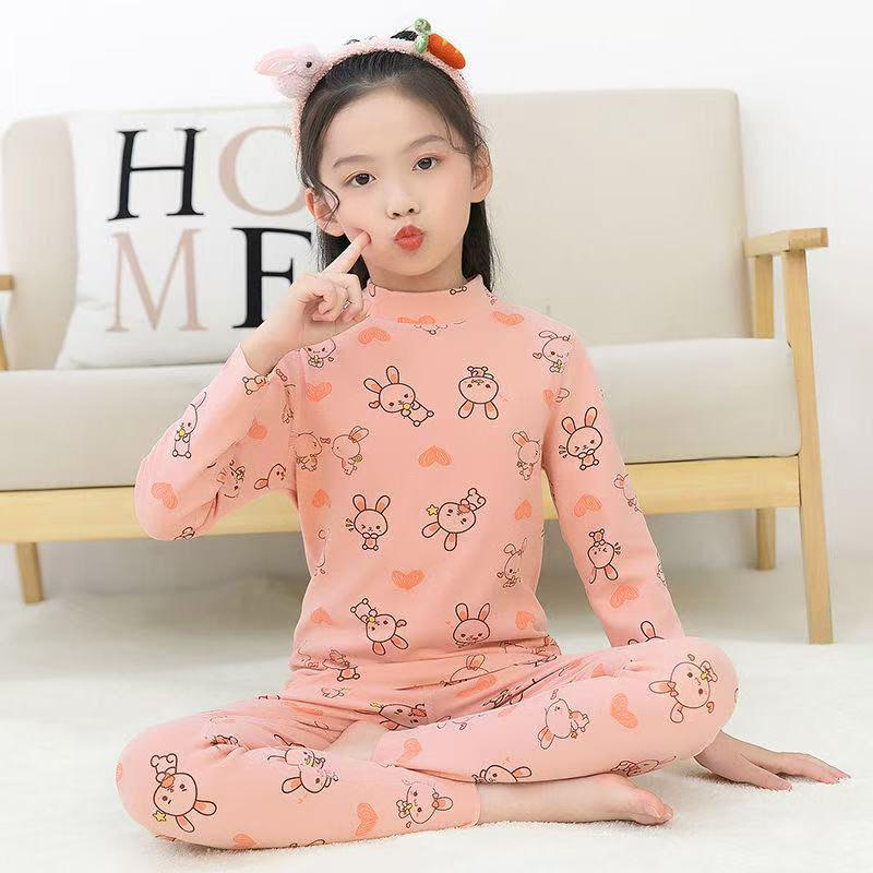 DeRong Cozy Kids' Pajama Set: Boys' & Girls' Thick Brushed Base Layer for Fall & Winter