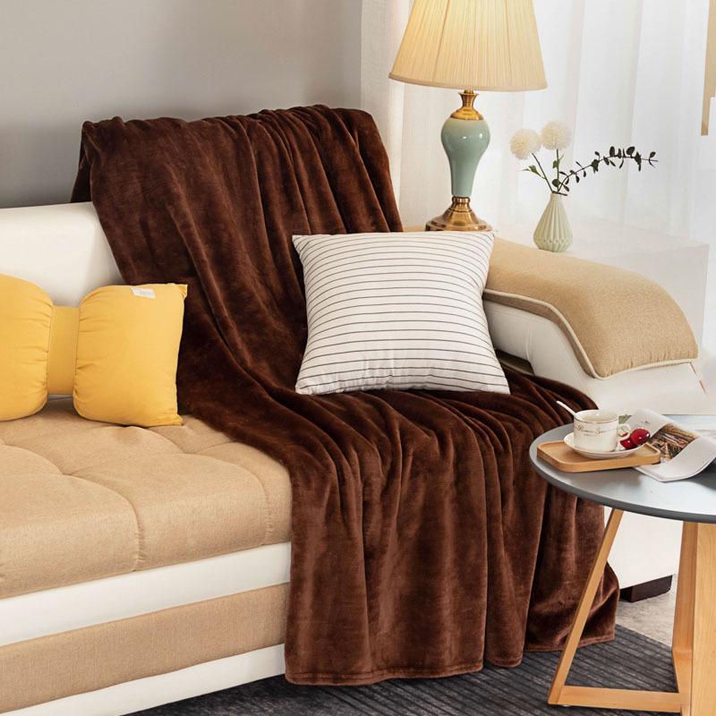 Solid Color Thickened Flannel Coral Velvet Blanket - Dual-sided for Bed or Office Nap