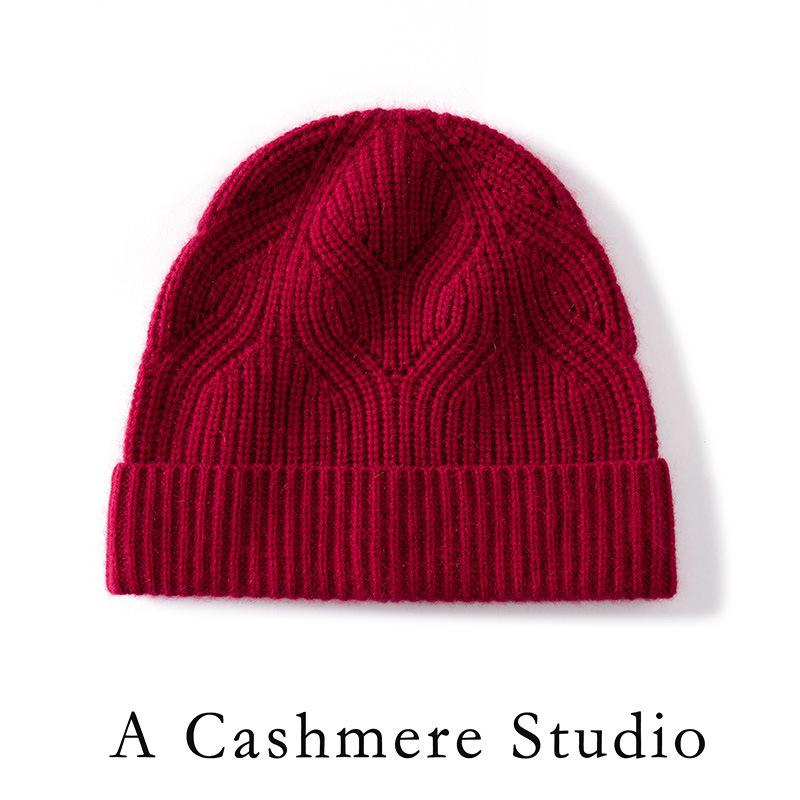 Autumn and winter cashmere hat women's three-strand thickened knitted hat thermal bald hat cold hat