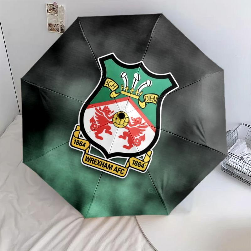 Wrexham AFC pattern, automatic folding umbrella, portable and foldable design, 8 ribs, a Christmas or birthday gift.
