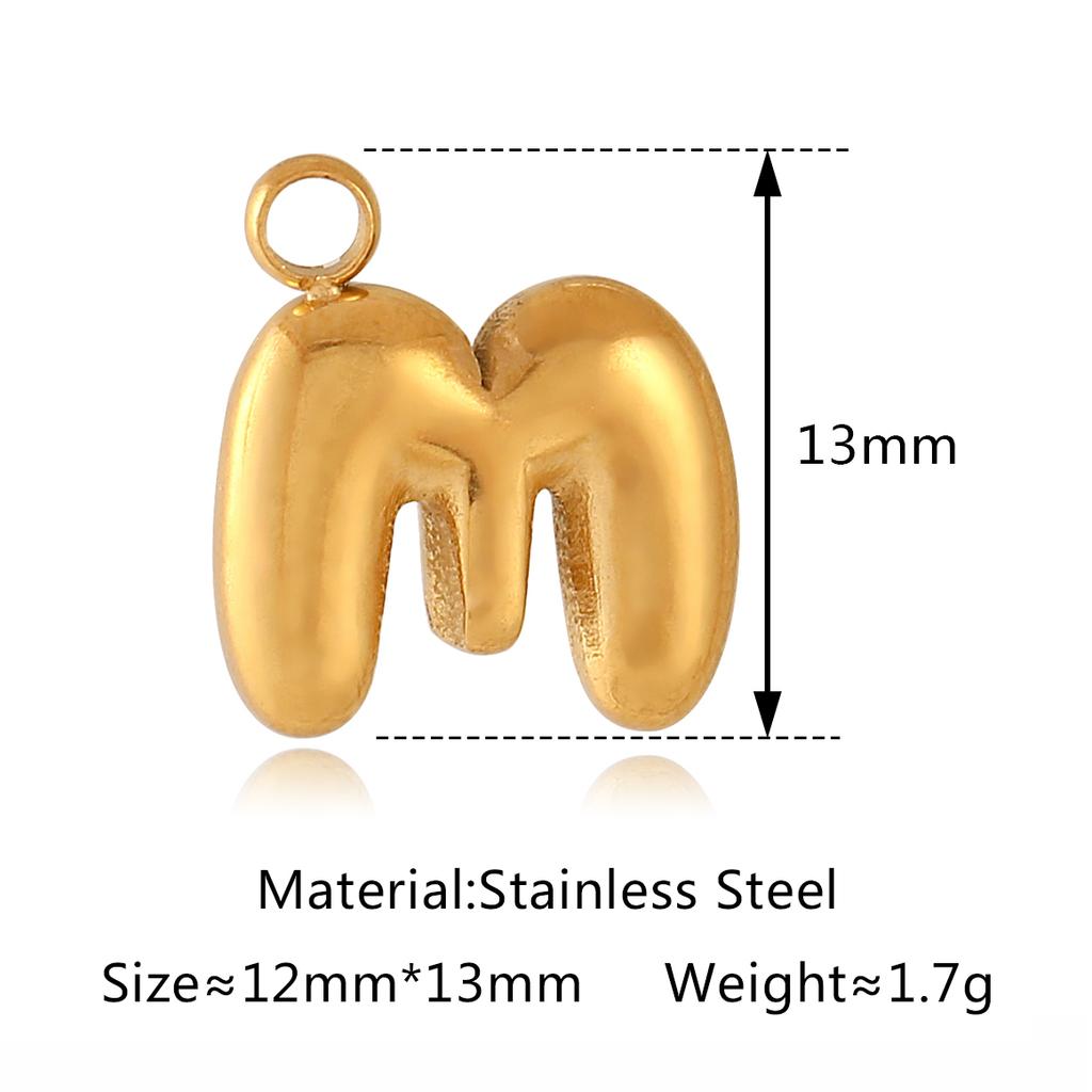 3Pcs Bubble Letter Charms Fadeless Gold Color PVD Plated Balloon Alphabet A-Z Pedant DIY Initial Necklaces Women Jewelry Making