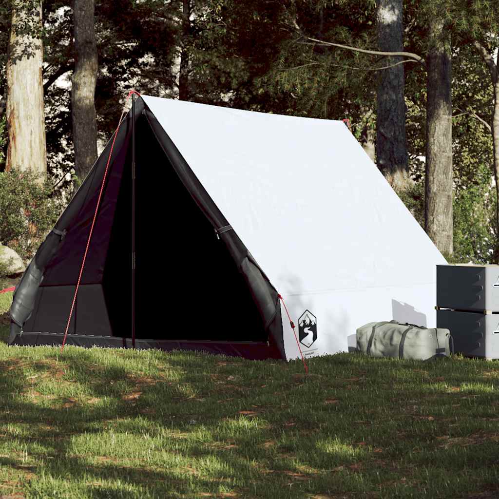 Camping Wedge Tent for 2 Persons White Blackout Waterproof