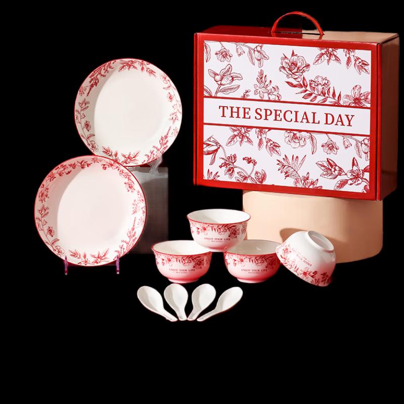Rose Garden 10-Piece Ceramic Dinnerware Set