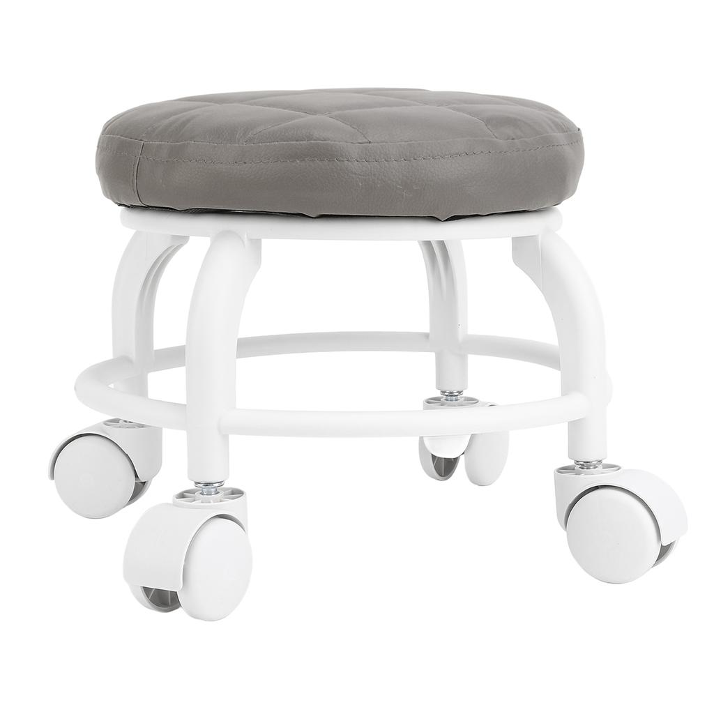 Low Roller Seat PU Leather Low Stool Mute Wheel Swivel Low Height Round Roller Chair for Home Office