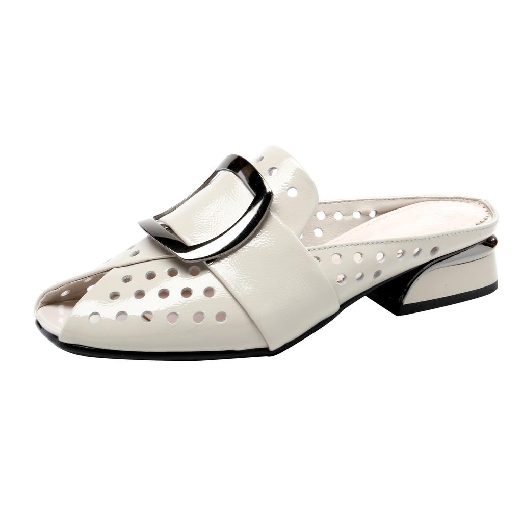 Fashion GKTINOO Women Slipper's 2025 Ladies Summer Slippers Shoes Women Low Heels Fashion Mules Summer Shoes Genuine Leather Large Size