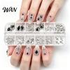 Metal Nail Charms 1 Set 3D Art 12 Grids Love Heart Charm Kit Flower Butterfly DIY Design Crafting Manicure Decoration Accessories Embellishments