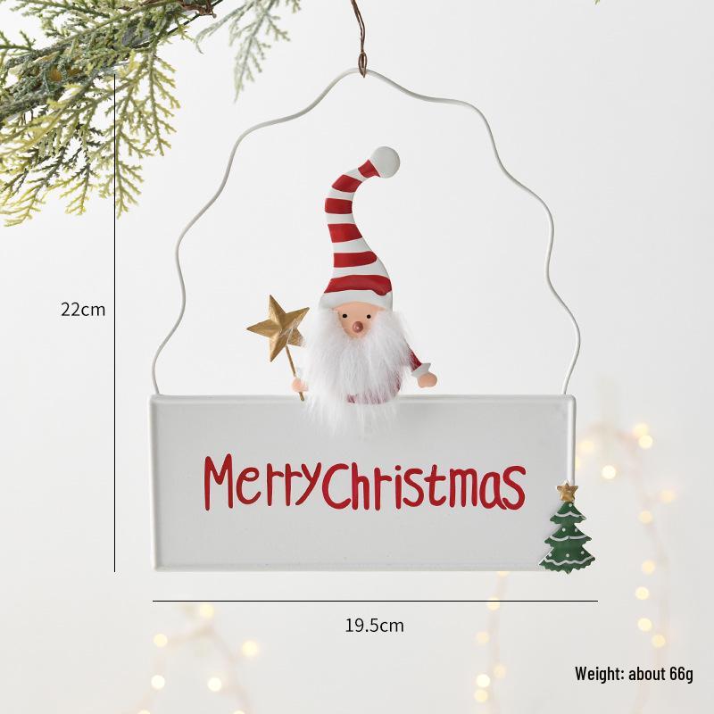 NUCHI Christmas Wrought Iron Santa Hanging Sign Ornaments