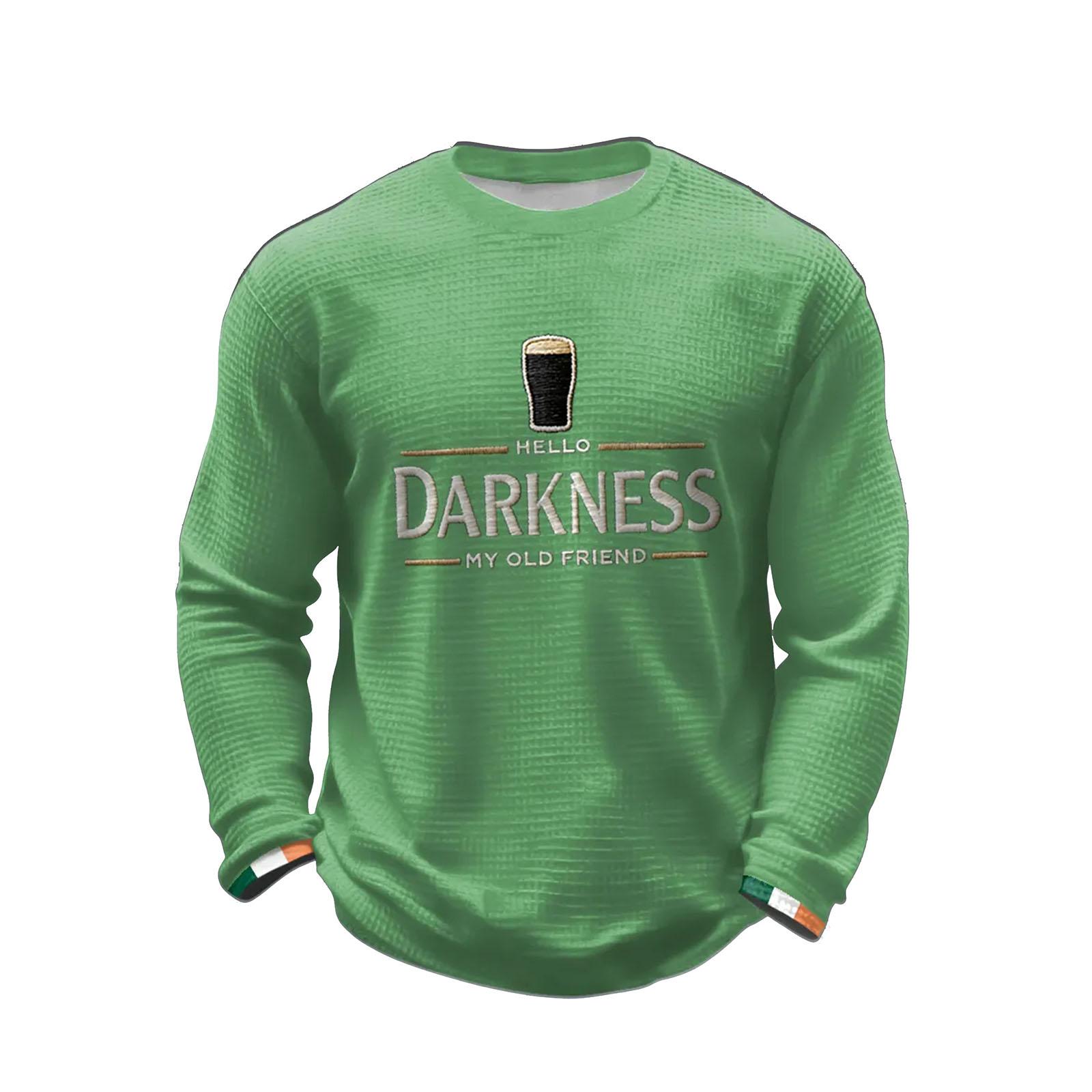 

Men Crewneck Long Sleeve Text Front Pullover Casual Knit Top Lightweight Holiday Themed Sweatshirt XXL