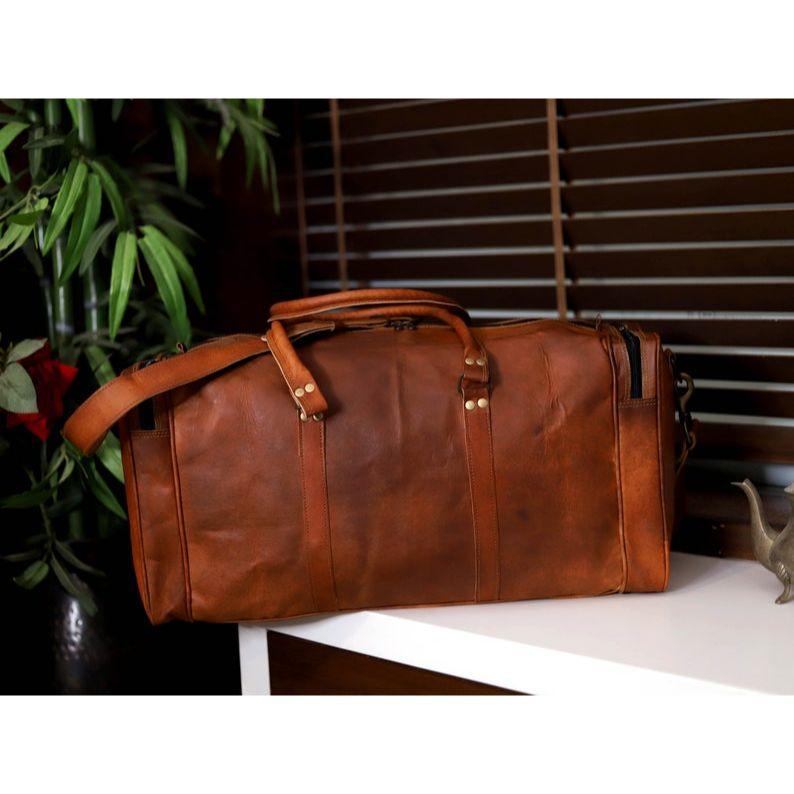 ' Leather Travel Duffel Bags, Leather Overnight Bags, Leather Gym Bag, Leather Luggage Bags, Leather Duffel Bags for Men and Women