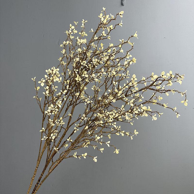 6pcs Simulation Plants Plastic 5-Forks Freesia Branch Hotel Decorative Artificial Winter Jasmine Green Plant Hall Decoration