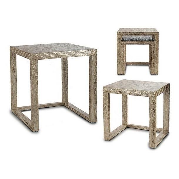 Table d'Appoint Gift Decor (42 x 61,5 x 61 cm) Argent (2 pcs)