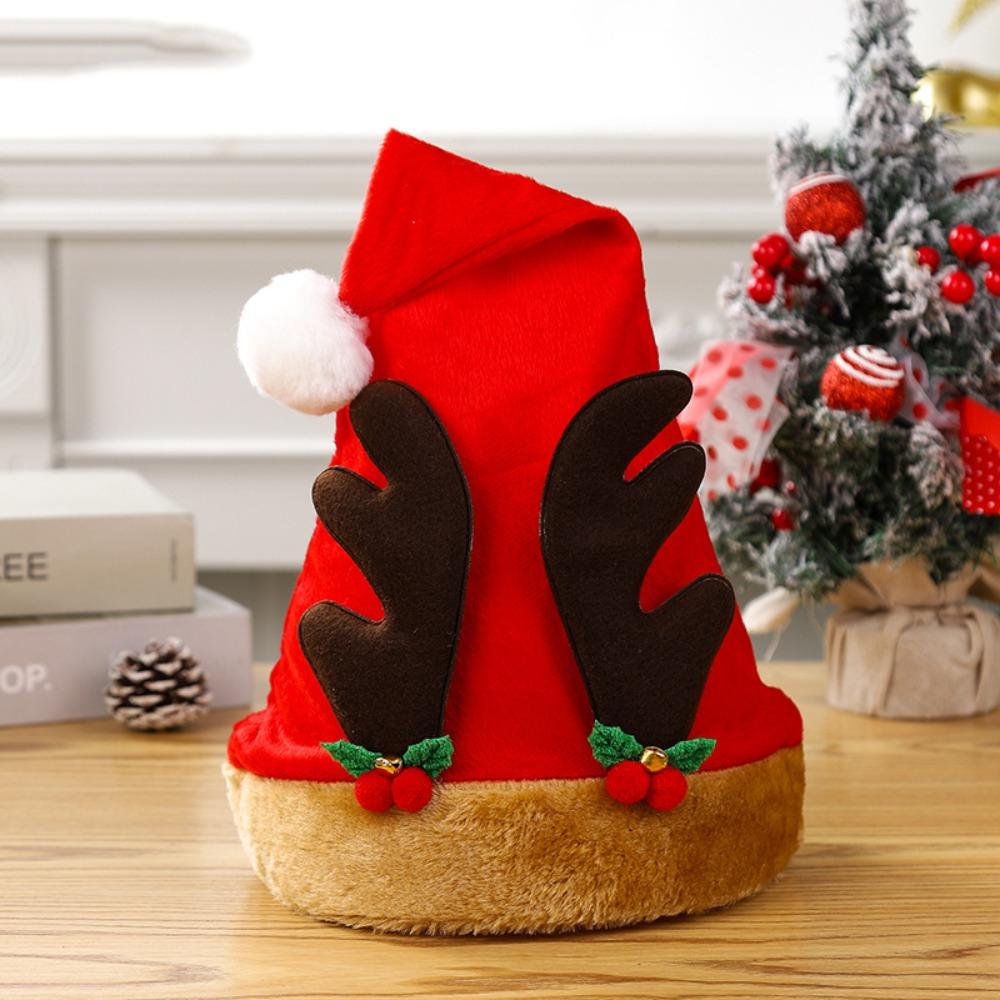 Snowman Plush Reindeers Antlers Hat Polyester Xmas Arts Hats Christmas Hat  Xmas Gift
