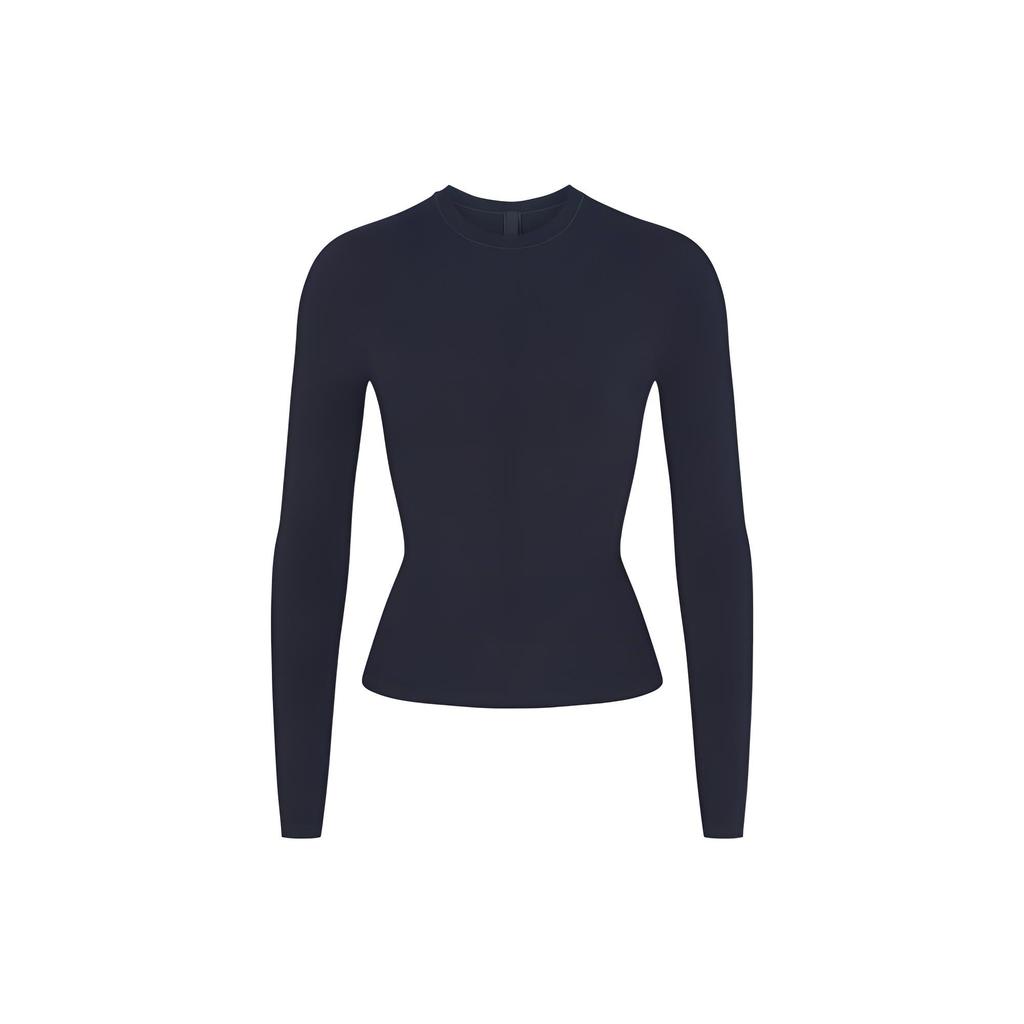 SKIMS Plain Cotton Long Sleeve T-Shirt Women tops Navy-Blue AP-TSH-0647-NVY