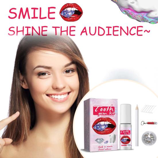 1 Set Kit Bijuterii Faux Gem pentru Dinte Finisaj Lucios Strălucitor Adeziv Decorativ Ornament Ferm pentru Dinți cu Lumină UV Kit DIY Bijuterii Faux Gem Frumusețe Dinte pentru Fete