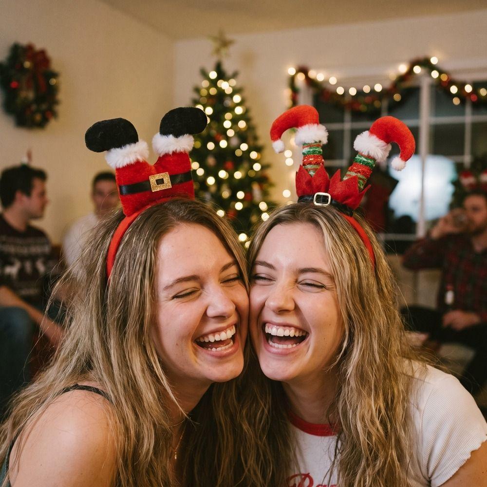 Shiny Christmas Hat Hair Hoop Elk Legs Deer Antler Hairband Christmas Headband Family Matching