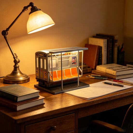 NYC Metro Train Lamp Decorative Underground Train Night Light Warm Glow Desktop Lamp for Kids Bedroom Ambient Lighting
