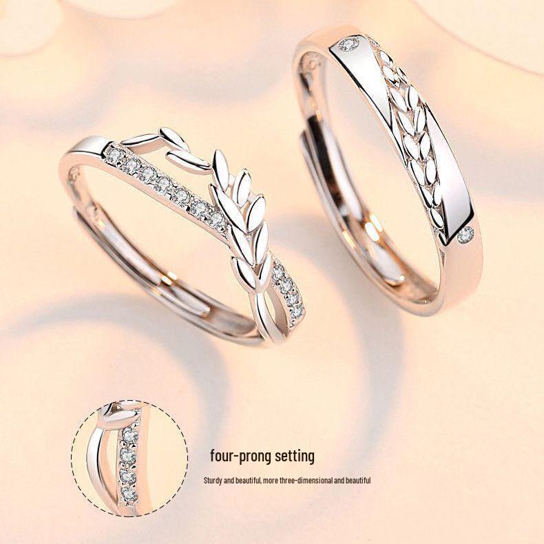 Wheat Ear Cold Style High-End Couple Rings: Luxurious & Exquisite Fashion for Men and Women