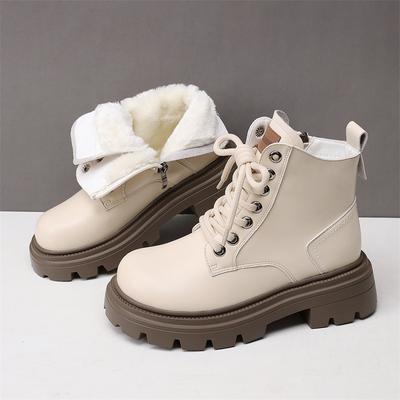 Women's Lightweight Comfortable Thick Sole Cold Warm Padded Snow Boots Non-slip Wear Outdoor Leisure Sports Martin Cotton Boots
