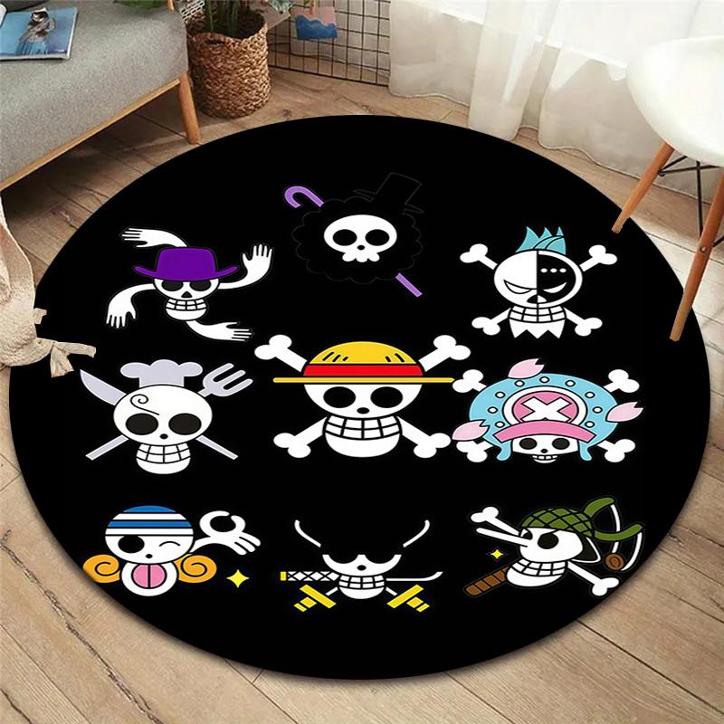 One Piece Straw Hat Pirates Round Area Rug Carpet Rug For Living Room Bedroom Sofa Playroom Decor Nonslip Floor Mat