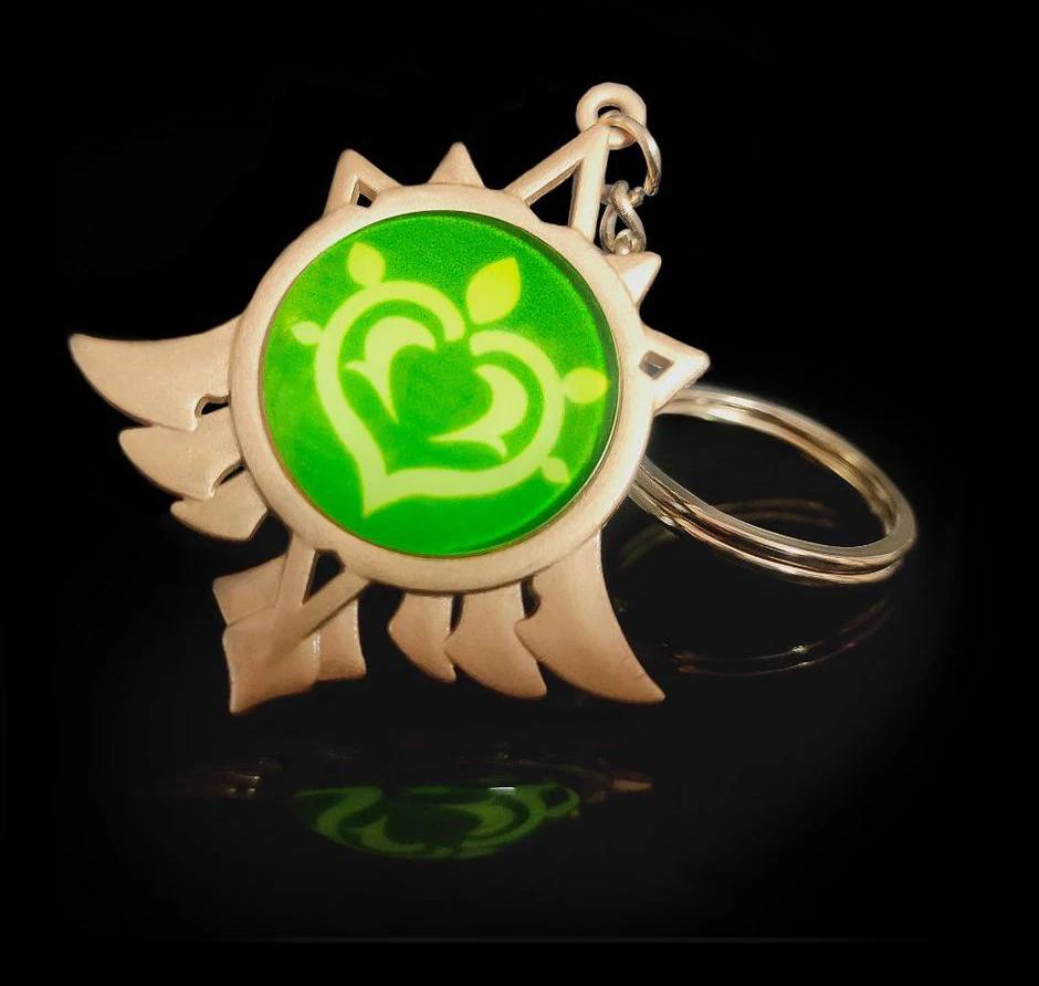 New Teyvat Vision Fontaine Water God Focalors Lyney and Lynette Keychain Luminous 7 Element Eye Of God Toy KeyRing