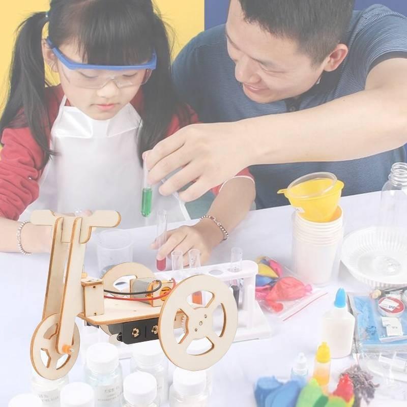 Diy Electric Tricycle Science Experiment Kit For Junior High And Elementary Students Wooden Material