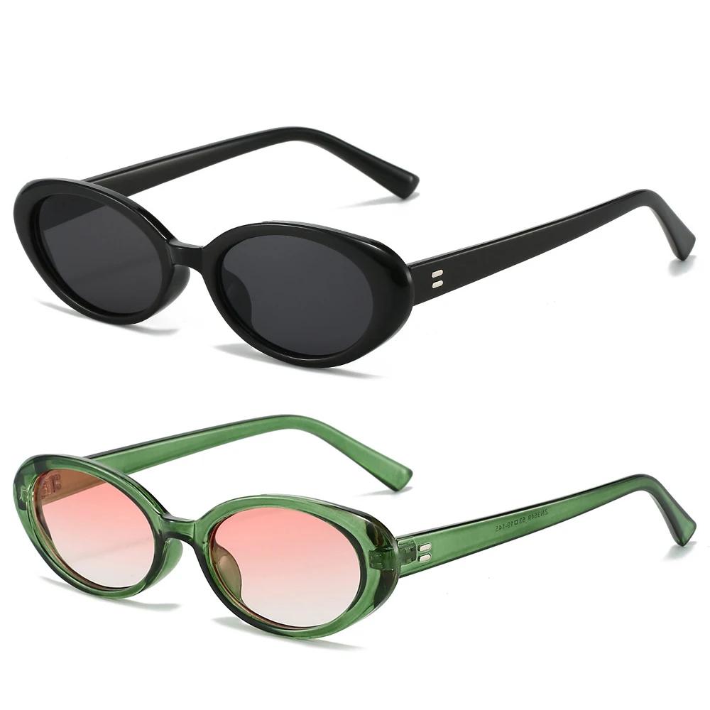 Retro Oval Sunglasses for Women Men Fashion Small Oval Sunglasses 90s Vintage Shades 2 Pieces a Lot