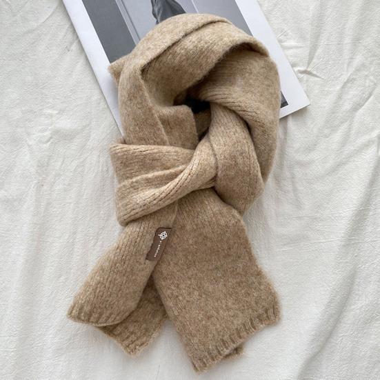 Winter Scarf Windproof Solid Color Soft Thick Knitting Keep Warm Cozy Unisex Korean Style Men Scarf for Outdoor