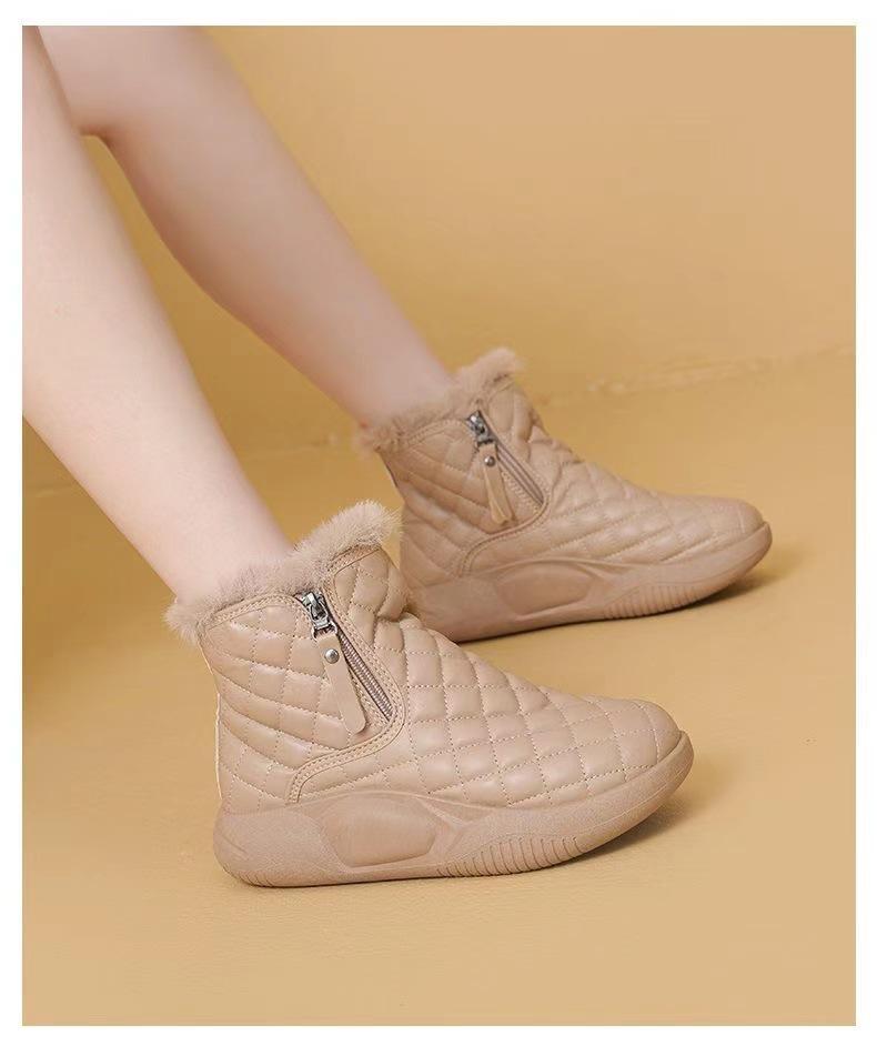 Women's High-Top Velvet Cotton Winter Boots - Warm, Thick-Soled, Non-Slip, Soft-Surfaced, Casual Snow Shoes