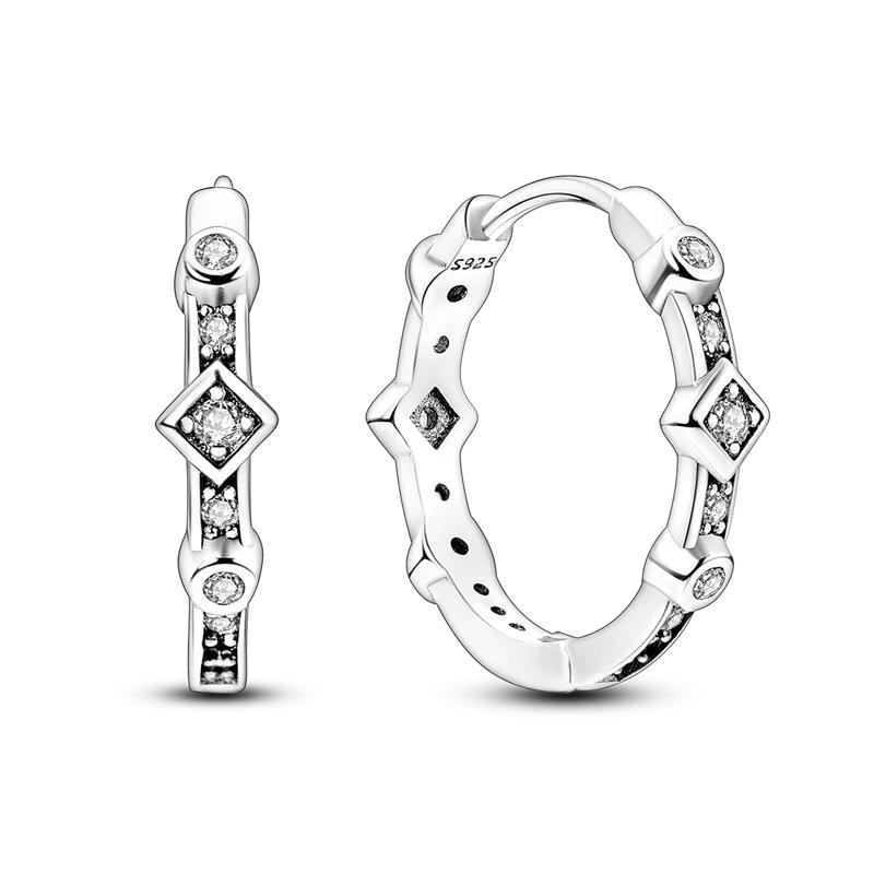 925 Sterling Copper Heart Snake Bone Pattern Cross Shell Zircon Four-pointed Star Earrings for Women Earring Fine Zircon Gifts