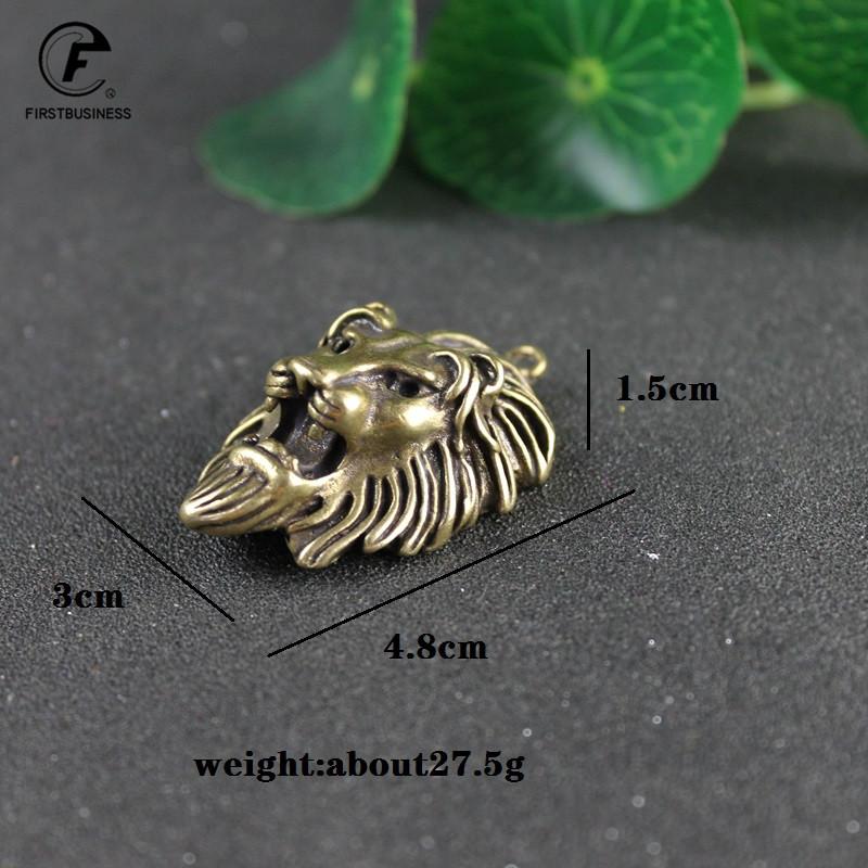 Brass Punk Rock Lion Head Keychains Pendant Jewelry Handmade Copper Pendant Animal Instruments Lucky Home Decorations Avoid Evil