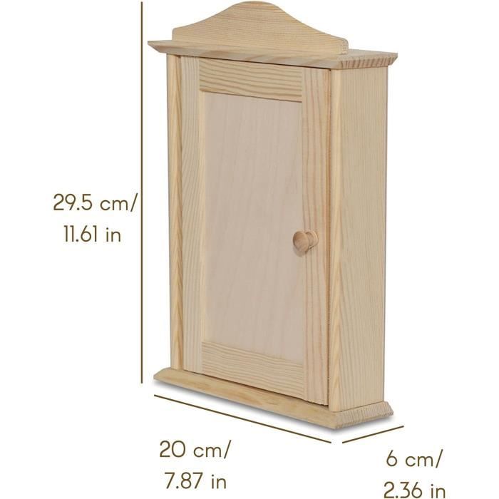 Boîte à Clef Murale - CREATIVE DECO - 6 Crochets - Bois Naturelle