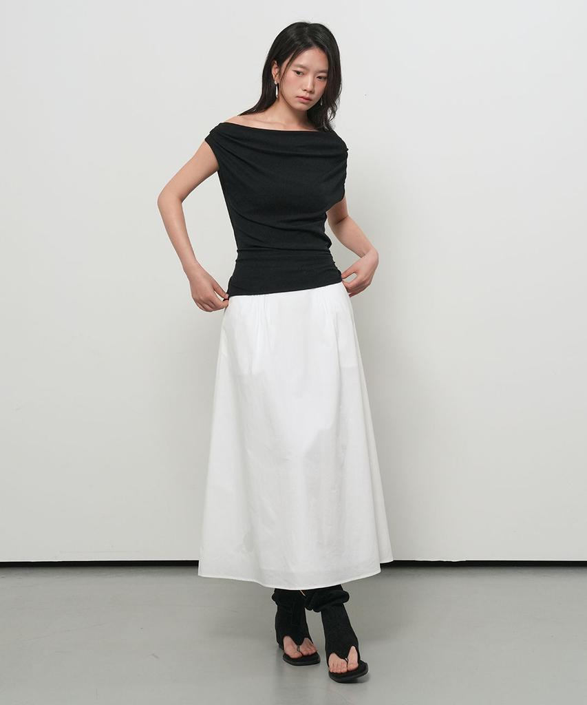 GENERALIDEA Asymmetrical Drape Strap T-Shirt [Black] / Gf2Lts531