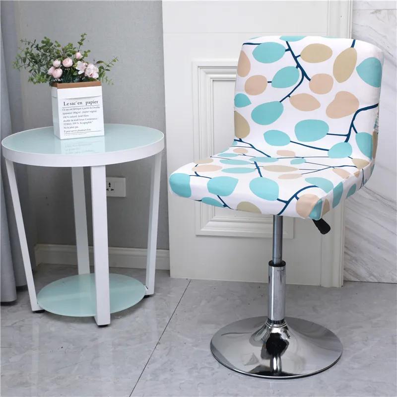 Flower Bar Stool Chair Cover Low Back Chair Slipcovers Spandex Seat Case Elastic Office Chair Cover Dining Seat Protector