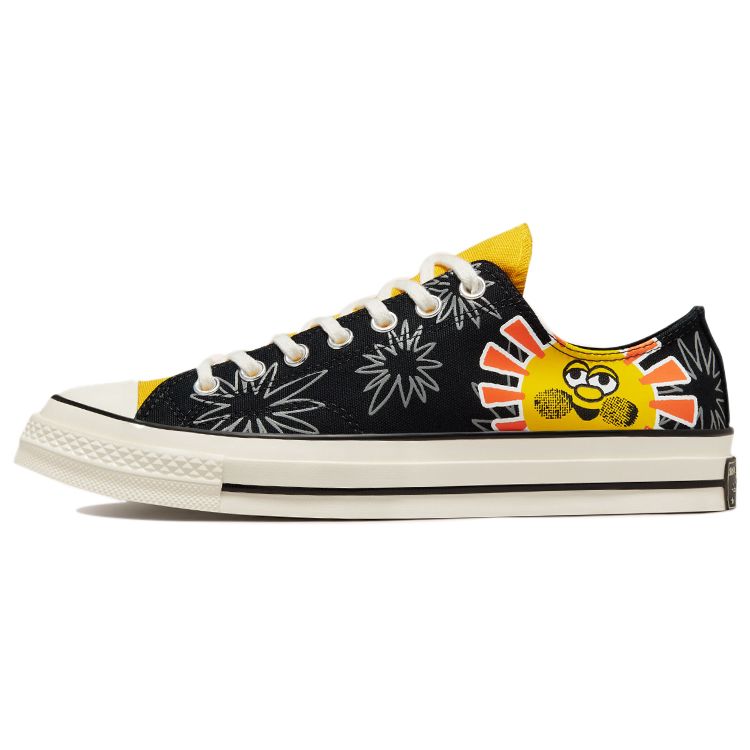 

Converse Chuck 70 Low Sunny Floral Unisex Sneakers Black Amarillo Bold-Mandarin 172825C 39.5