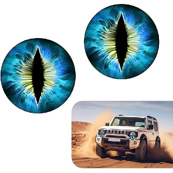 2 PCS Beast Eyes Decals, 3D Stereo Eyes Light Stickers, Round Eyes Light Decal, Wrangler Accessories Eyes Modification, Cool Car Body Decoration