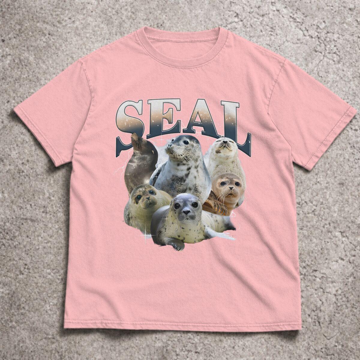 Animal Lover Tshirt Vintage Funny Seal Meme Ocean Animal Graphic TShirt Unisex Aesthetic T Shirt Casual Short Sleeve Tees S