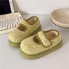 Retro thick-soled velvet warm cotton shoes, low-fullness gray women's winter heightening Mary Jane cotton shoes