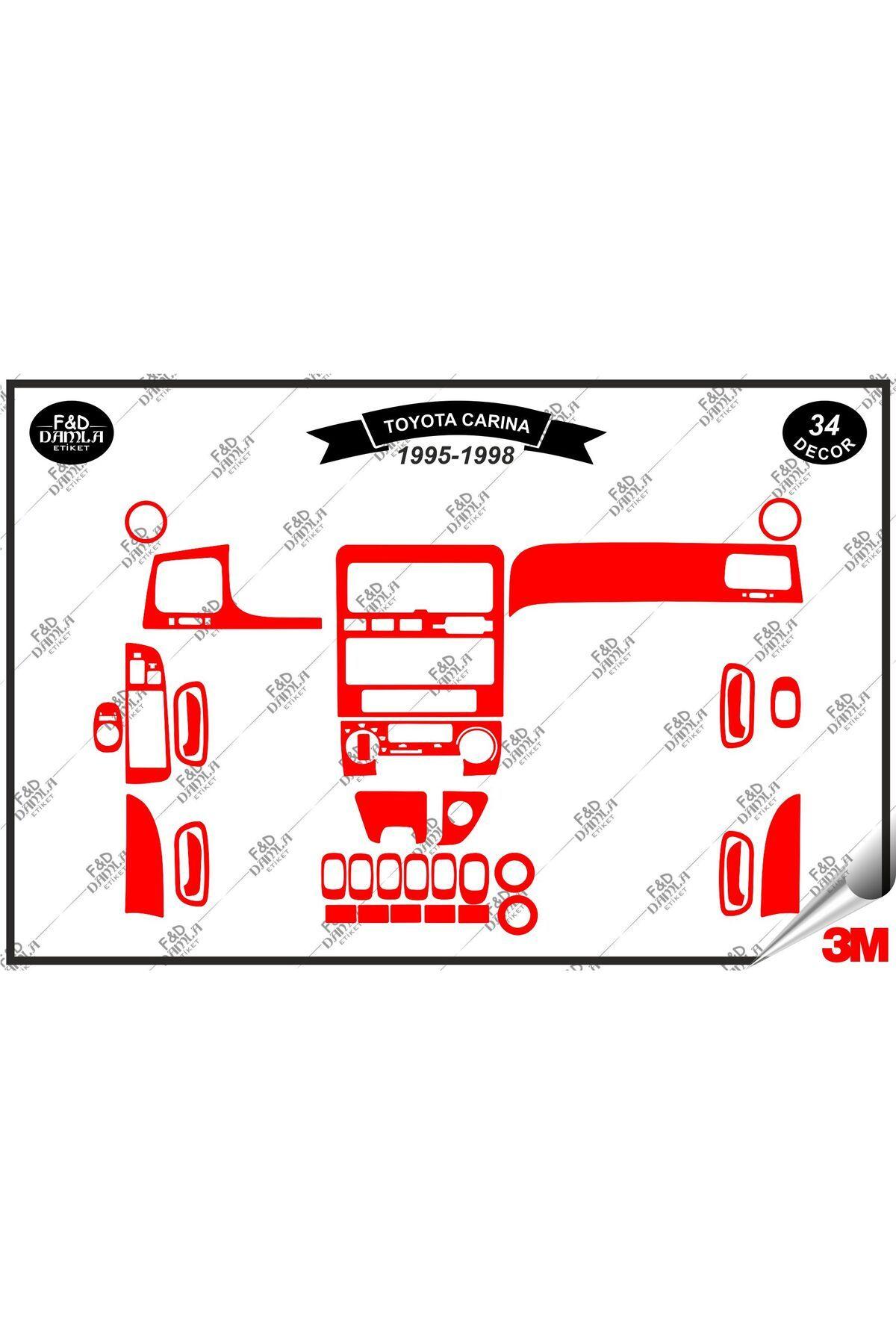 

Toyota Carina 1995-1998 Torpido Konsol Trim Göğüs Maun Kaplama Set 34 Parça Kırmızı