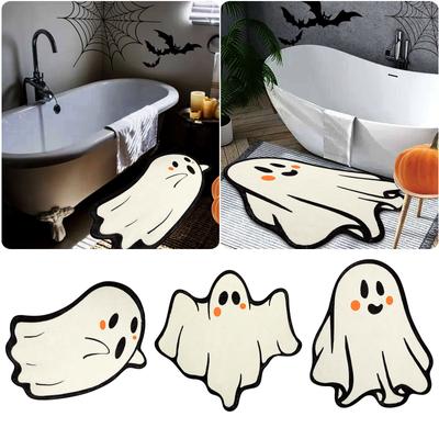 Uroczy, upiorny, mały duch, dywanik na Halloween, dekoracja domu, kryształowe, aksamitne maty podłogowe, chłonne, antypoślizgowe maty podłogowe