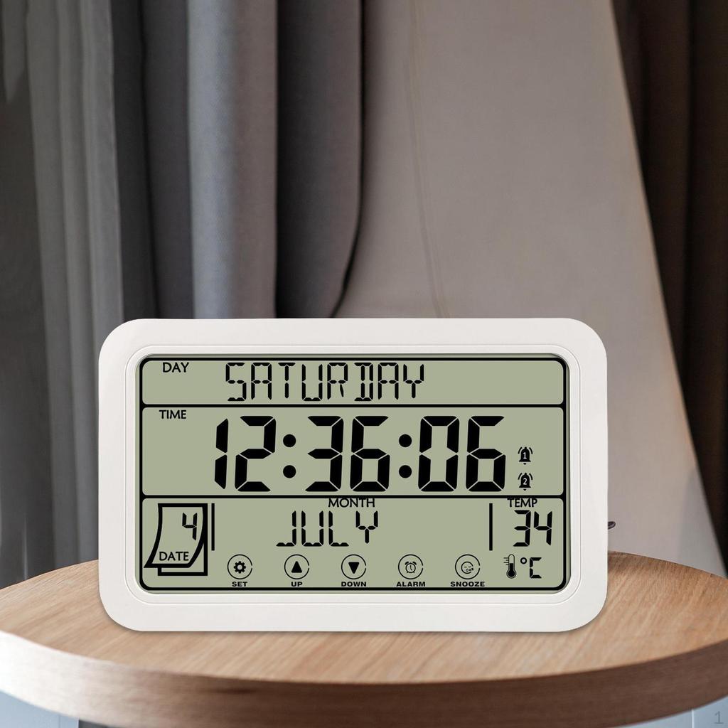 Digital Wall Clock Decor Temperature Humidity Display Silent Desk Mounted Clocks for Home