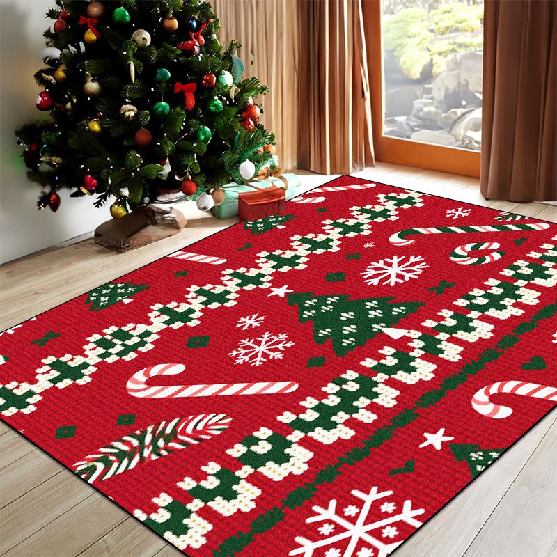 Christmas Red Green Carpet for Living Room Home Decor Large Area Rug Warm Soft Rugs Bedroom Balcony Non-slip Mat Bedroom Carpets