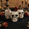 Alte Textur Schädel Sehen Hören Sprechen Kein Böses Figur, Gruselige Halloween Harz Dekoration Skelett Statue für Kaminsims, Tisch, Gothic Wohnkultur Vintage
