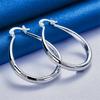 1 Pair 925 Sterling Silver 40mm Moon Pattern U-Shaped Hoop Earrings for Women Party Gift Fashion Jewelry Accessories